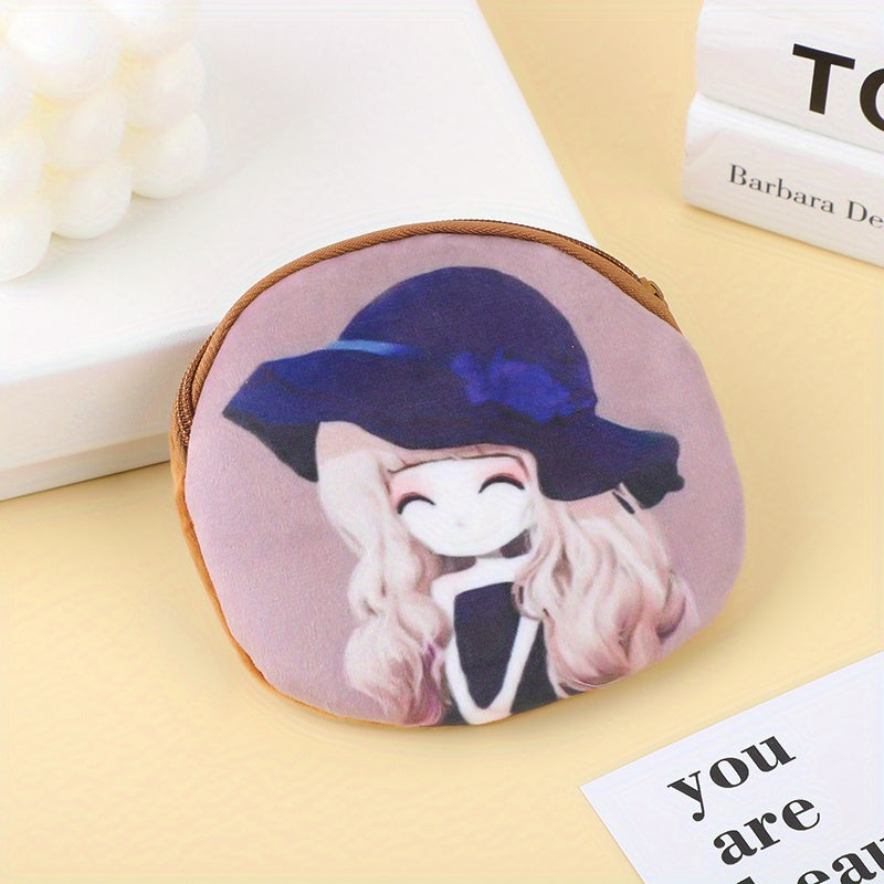 Girls Cartoon Zipper Coin Purse Wallet Mini Plush Key Bag
