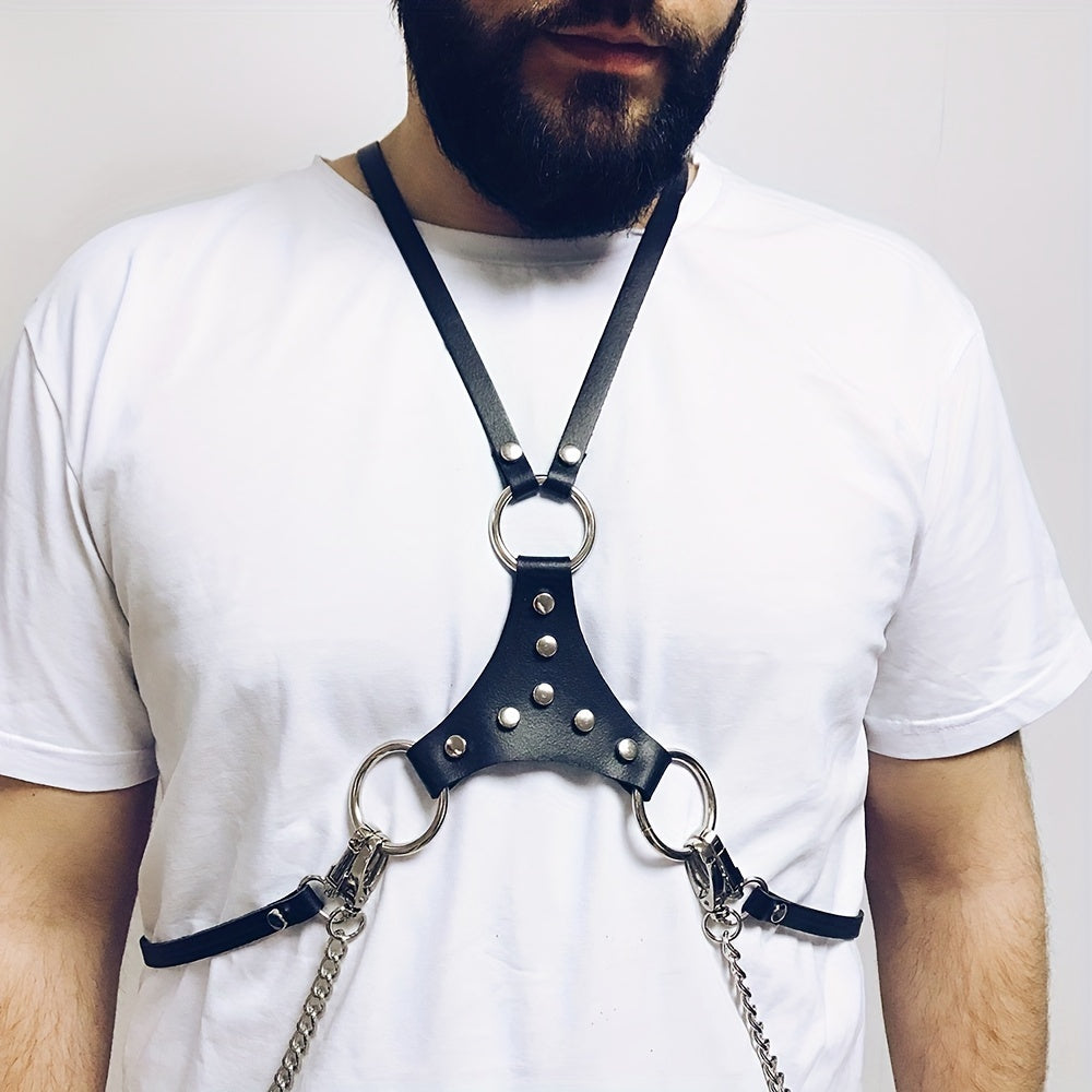 Men's Punk Body Chest Harness PU Leather Adjustable Punk Chest Belt