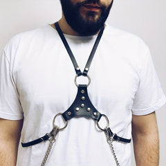 Men's Punk Body Chest Harness PU Leather Adjustable Punk Chest Belt