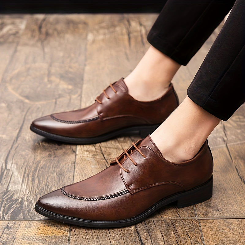 Men's Derby Shoes Lace up Front PU Leather Dress Shoes For Men