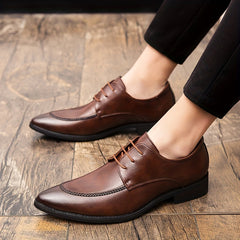 Men's Derby Shoes Lace up Front PU Leather Dress Shoes For Men