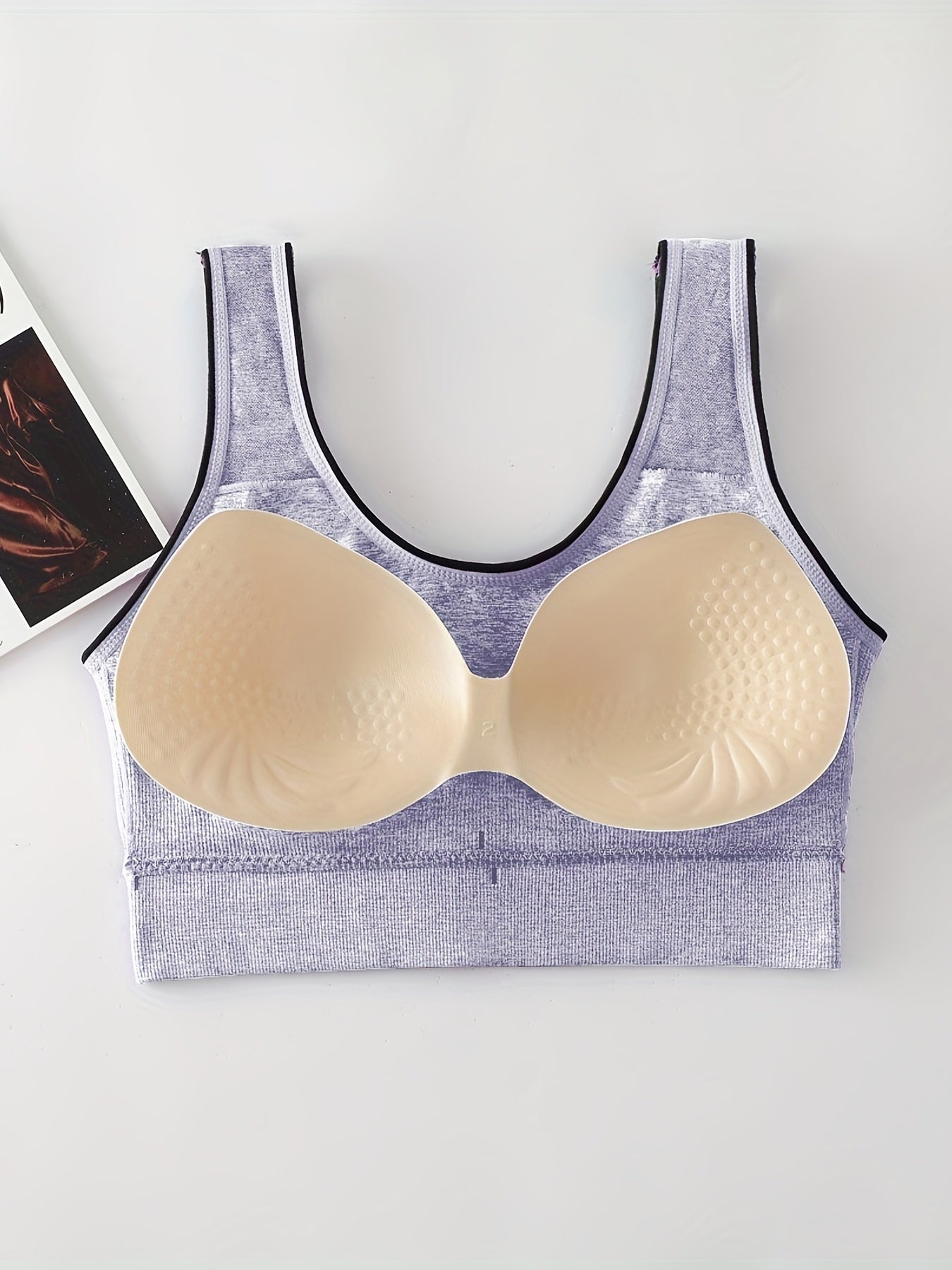 Casual Sports Bra Women's Plus Letter Tape Solid Round Neck