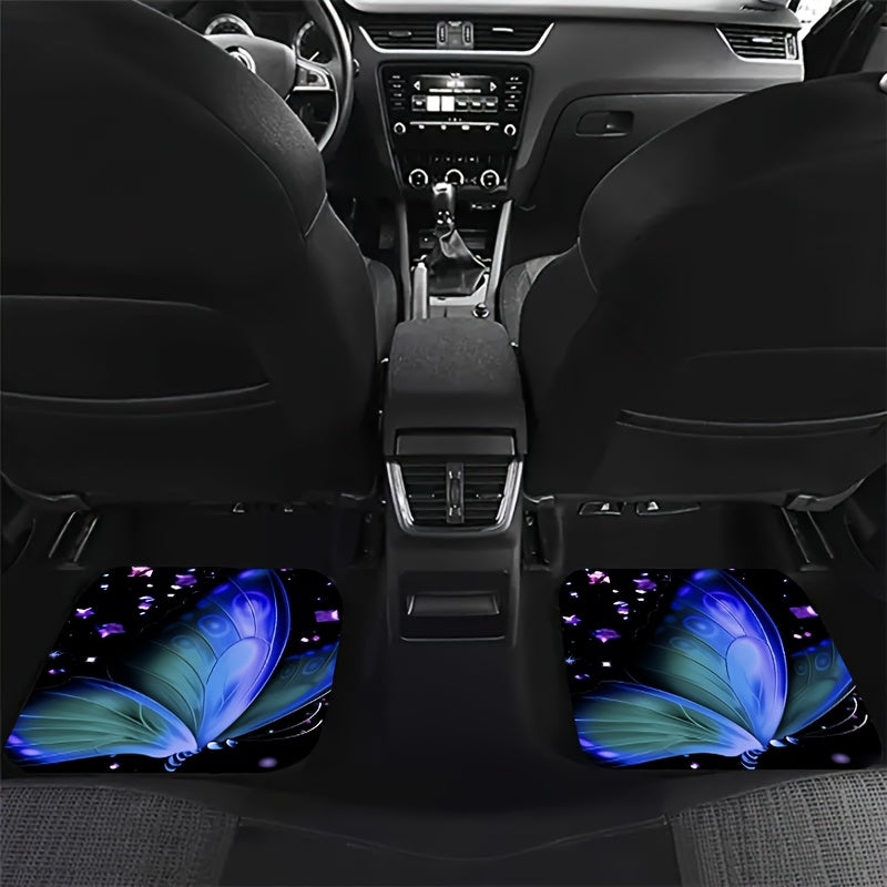 4pcs Galaxy Butterfly Car Floor Mats Water Absorbent Non Slip