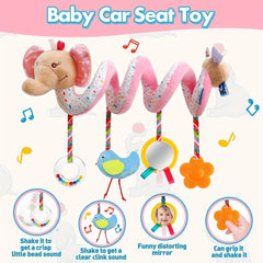 Baby Car Seat Toys Stroller Mobile Toy For Boys Girls Spiral Hanging Plush Toys