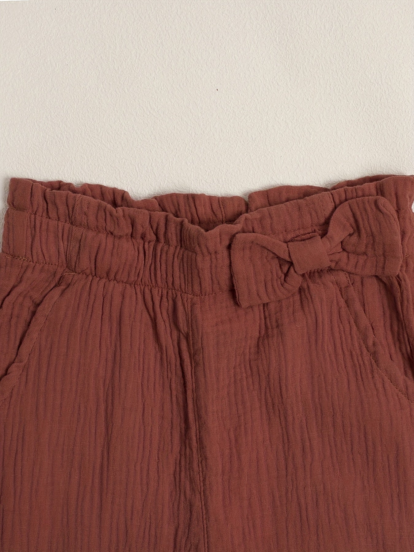 Girls Plain Bow Casual Pants Comfortable Breathable Capris