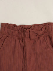 Girls Plain Bow Casual Pants Comfortable Breathable Capris