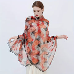 Leaf Paisley Print Scarf Thin Breathable Shawl Solid Head Wrap