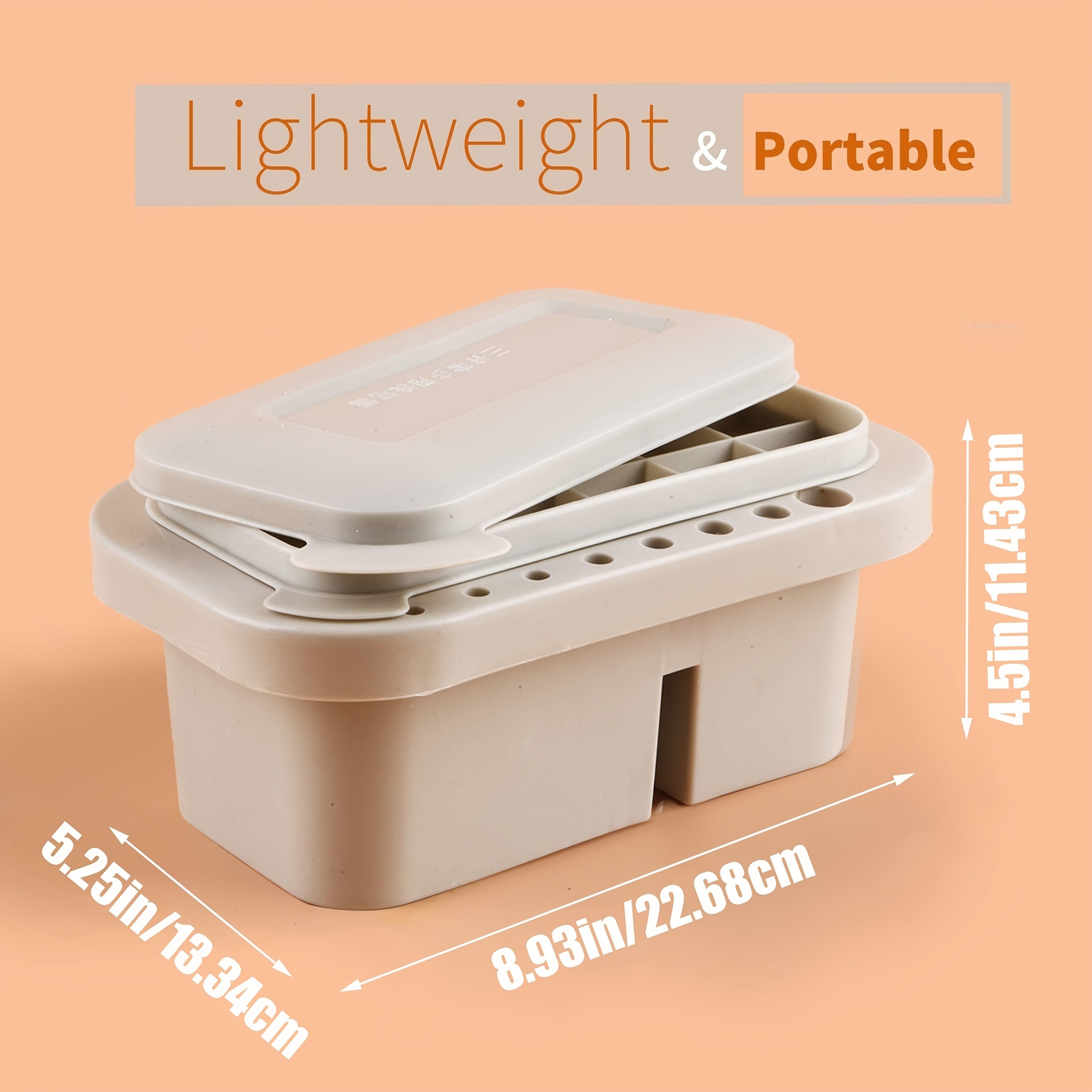 Rectangular Brush Tub with Integrated Palette in Lid 16 Hole Function