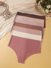 7-Pack Plus Size Seamless Cooling Briefs Set, Mid Waisted Panties