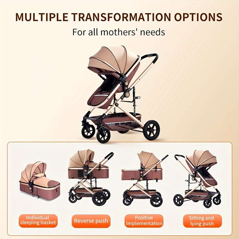 Foldable Baby Stroller Reversible High Landscape 4 Wheel Push