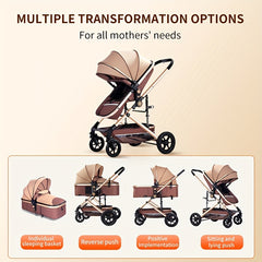 Foldable Baby Stroller Reversible High Landscape 4 Wheel Push