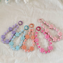 Dopamine Plum Blossom Beaded Keychain For Girls