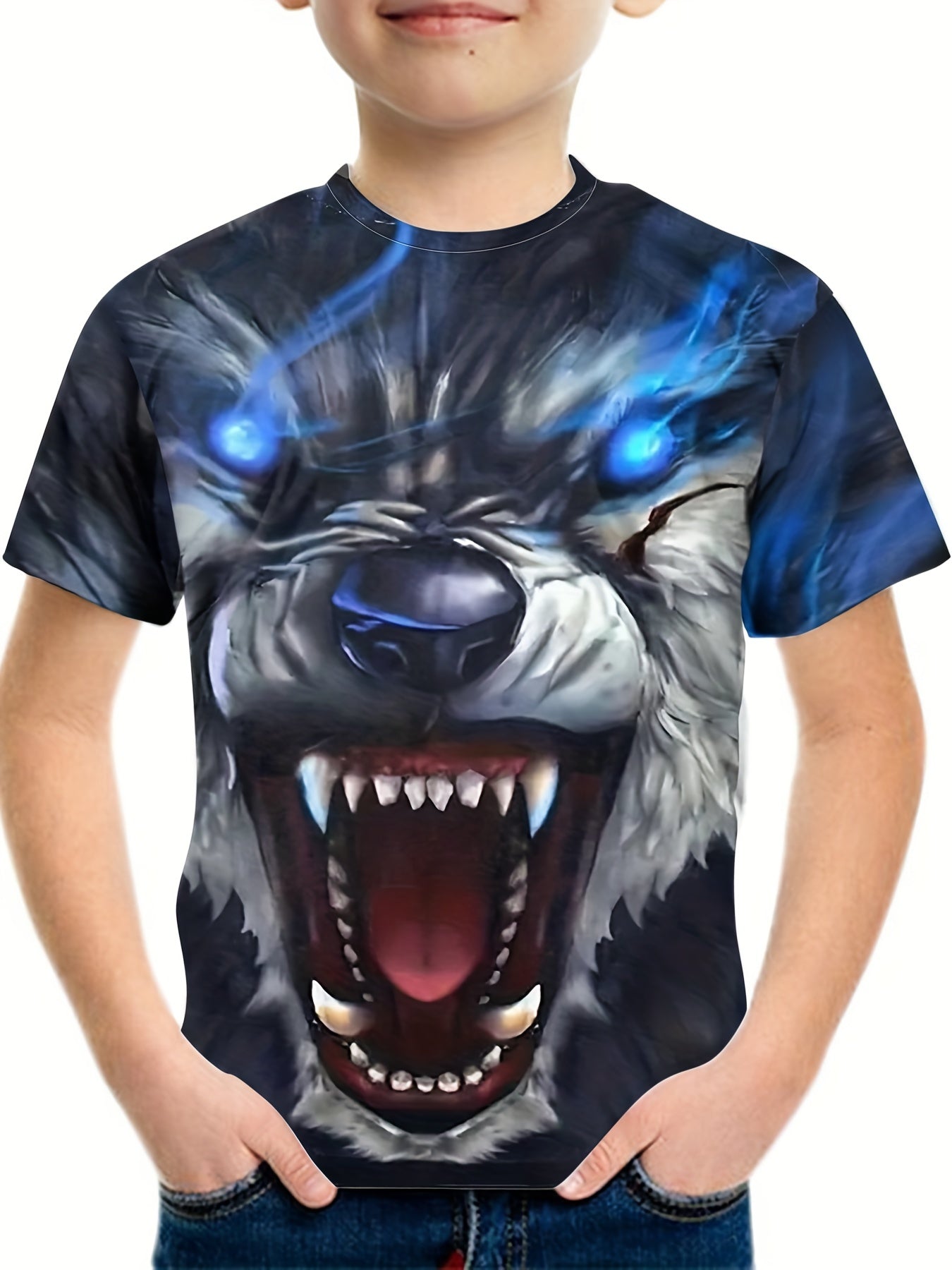 Boy's Fierce Wolf Graphic T shirt Casual Breathable Tee Kid's Clothing