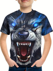Boy's Fierce Wolf Graphic T shirt Casual Breathable Tee Kid's Clothing
