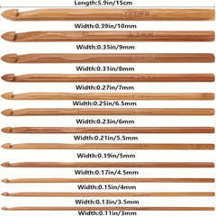 12pcs Wood Crochet Hooks Set Bamboo Accessories For Crochet