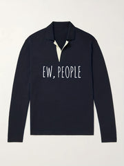 Funny Pattern Knit Polo Shirt for Men