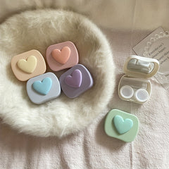 Heart Lens Cases 5 In 1 Travel Lens Box With Mirror Tweezers Remover Tool