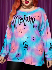 Halloween Sports Top Women's Plus Tie Dye & Grajson Round Neck Top