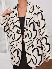 Abstract Stripe Print Long Sleeve Blazer