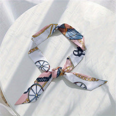 Chain Tassel Print Twilly Scarf Long Ribbon Neckerchief