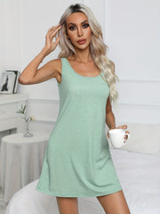 Solid Vest Lounge Dress Soft Micro Elastic Mini Dress Women's Loungewear