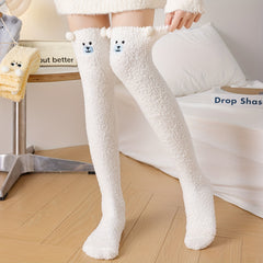 Cartoon Fuzzy Thigh High Socks for Women