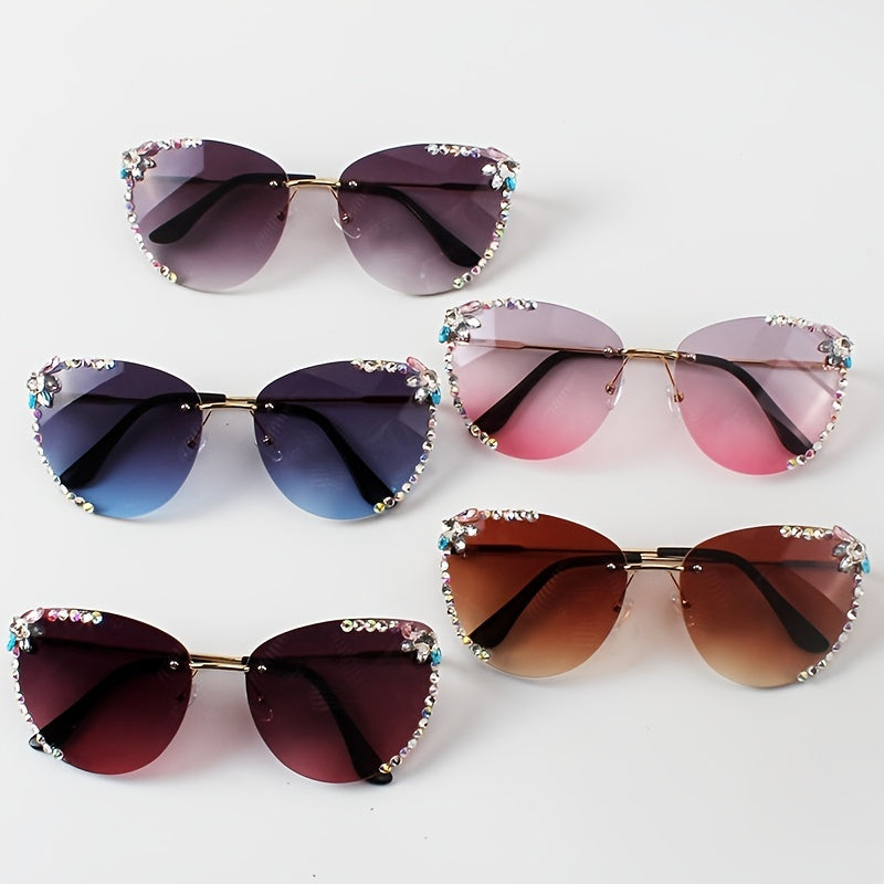 Y2K Vintage Rhinestone Cat Eye Sunglasses