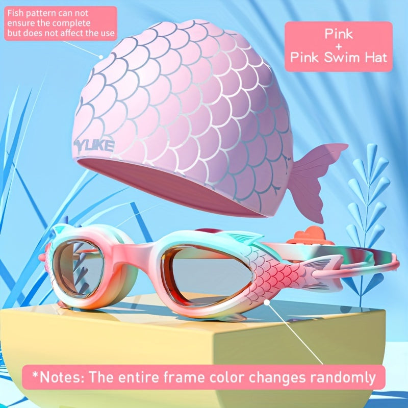 Children Swimming Goggles & Cap Set Waterproof Clear Vision for Boys and Girls