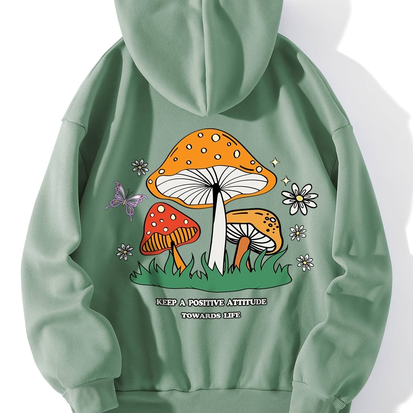 Mushroom Print Hoodie Long Sleeve Sweatshirt