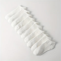 10 Pairs Comfy Solid Ankle Socks Women's Stockings & Hosiery