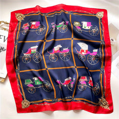 Carriage Chain Print Bandana Satin Neck Tie Square Scarf Women