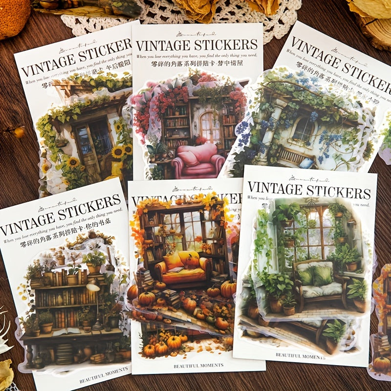 30pcs Vintage Study Garden Yard Stickers Scrapbooking Waterproof