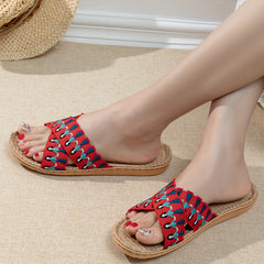 Women's Criss Cross Straps Sandals Lightweight Linen Sole Shoes