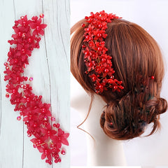 Hand Wired Pearls Crystal Flowers Headband Wedding Tiara