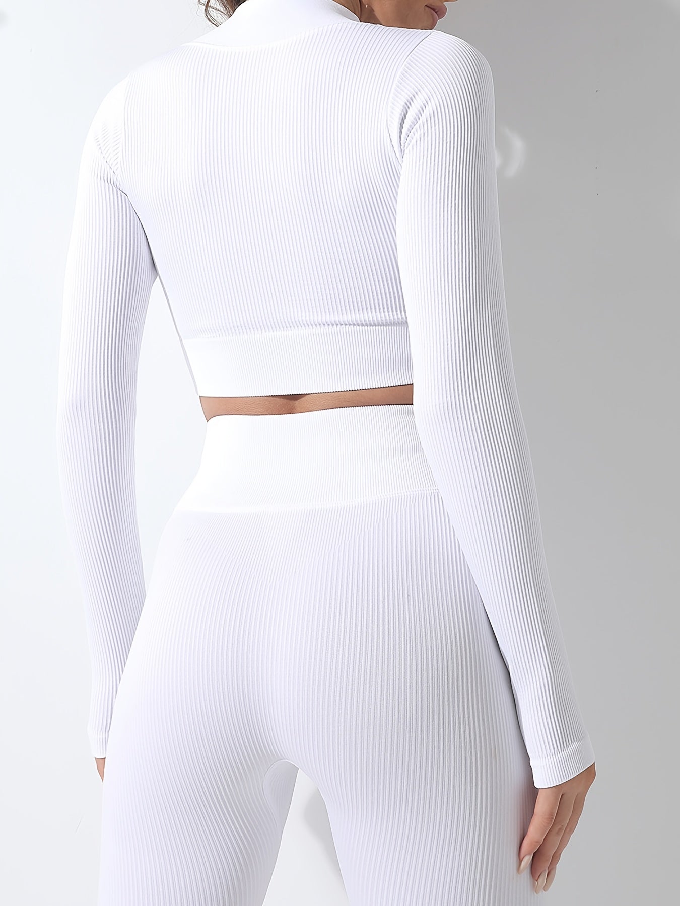 Solid Half Zip Cropped Yoga Top