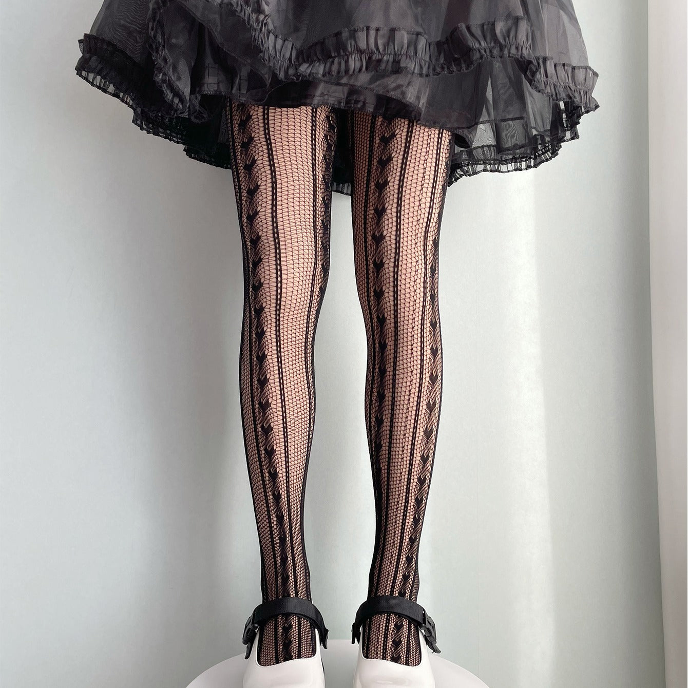 Women's Heart Print Fishnet Tights Stockings