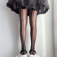 Women's Heart Print Fishnet Tights Stockings