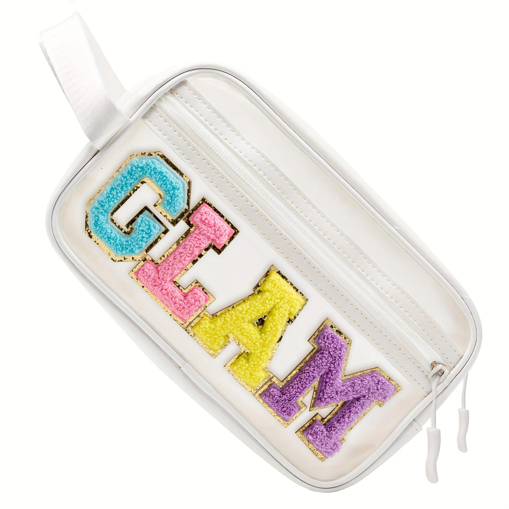 Transparent Preppy Patch Makeup Bag Cosmetic Pouch for Travel and Beach