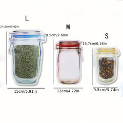 3pcs Mason Jar Zipper Bags Reusable Food Storage Pouch for Snacks and Dry Goods