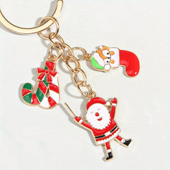 Christmas Keychain Cartoon Santa Claus Pendant Small Gift