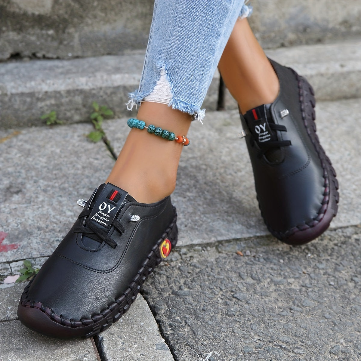 Women's Faux Leather Flat Shoes Non-slip Casual Outdoor