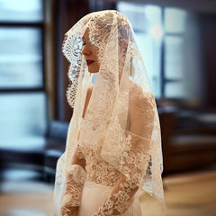 Bridal Mesh Veil With Lace Flower Wedding Party Hair Accessories Head Piece