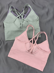 3 Pcs Criss Cross Back Sports Bras Breathable Yoga Tank Top
