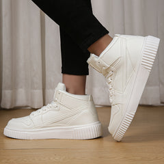 Faux Leather High Top Skate Shoes Casual Sneakers
