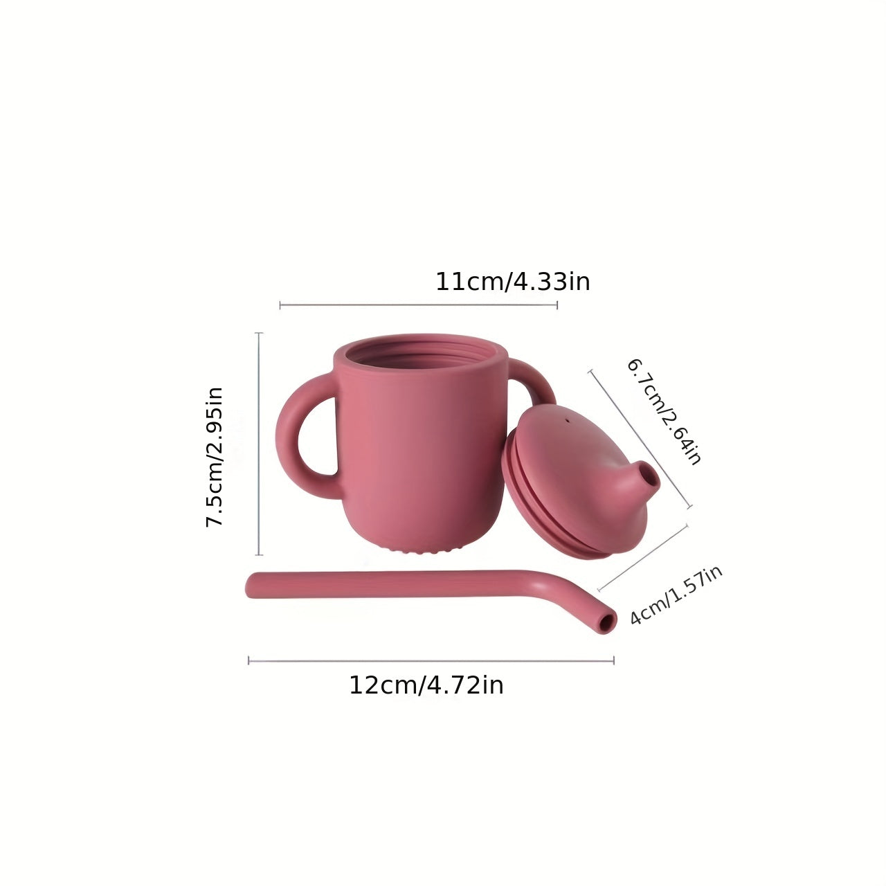 Baby Silicone Straw Cup 180ml Drop Proof Leak-proof Children's Learning Cup