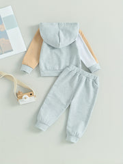 Patchwork Hoodie & Pants Set for Baby Boys