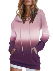 Ombre Kangaroo Pocket Hoodie Casual Long Sleeve Drawstring Hoodies Sweatshirt