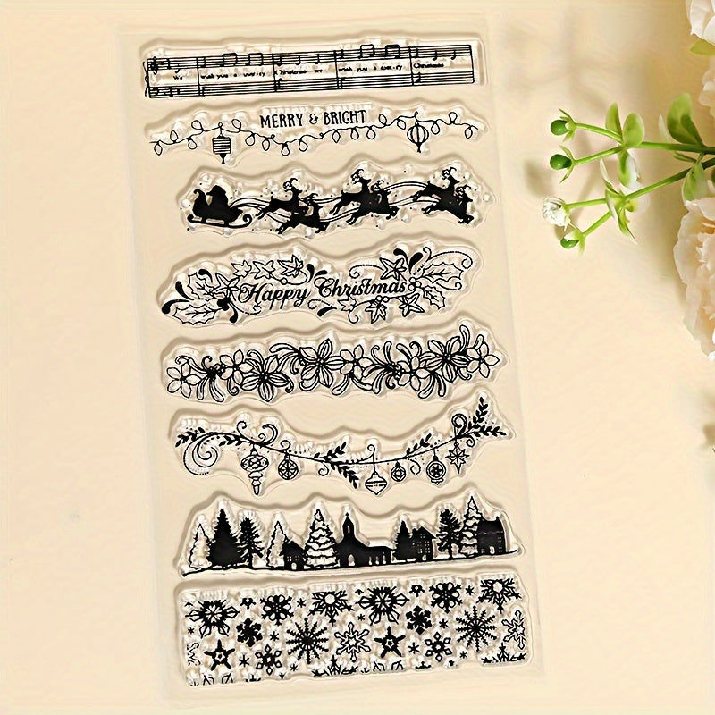 Christmas Collection Decorative Pattern Transparent Rubber Stamp
