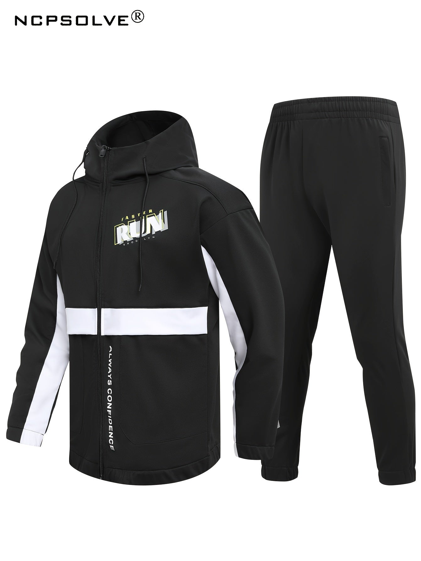 Men's Outdoor Hooded Windbreaker Jacket & Warm Pants