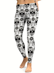 Skull & Flower Yoga Pants High Stretch Leggings for Women